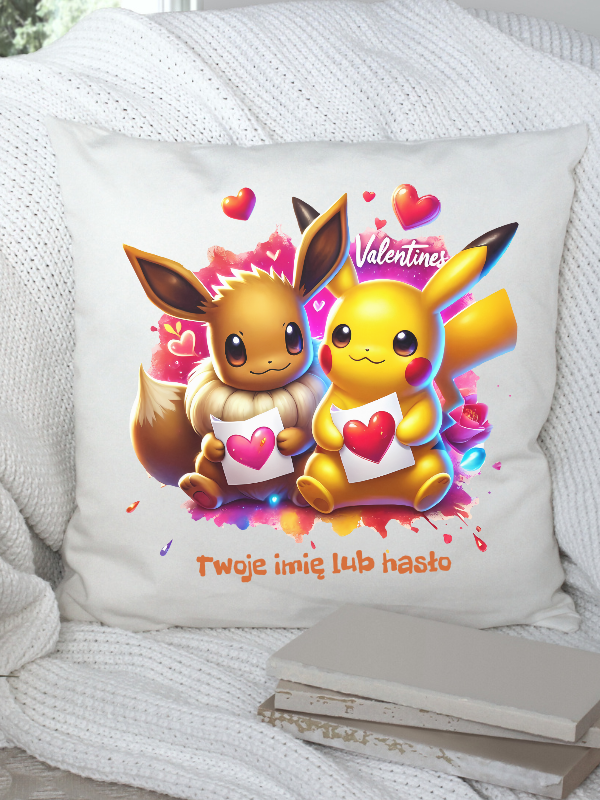 Poduszka - Pikachu i Eevee na WALENTYNKI