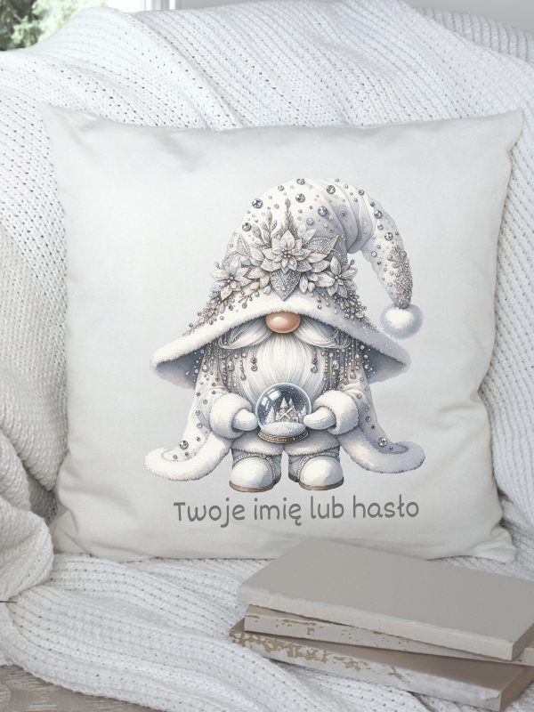 Poduszka GNOMY - Świąteczny biały skrzat #10