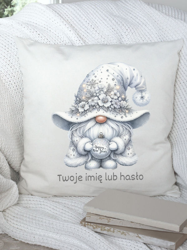 Poduszka GNOMY - Świąteczny biały skrzat #15