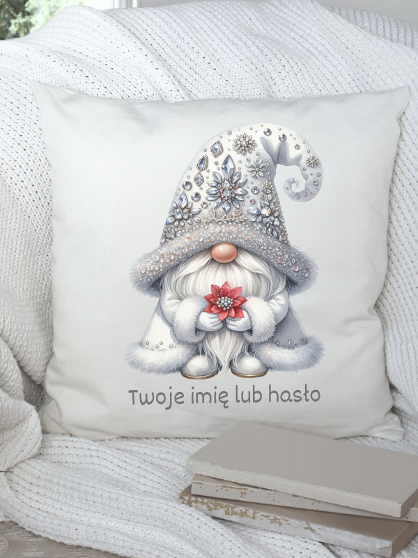 Poduszka GNOMY - Świąteczny biały skrzat #16