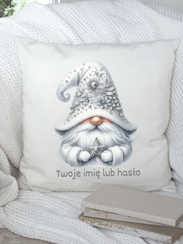 Poduszka GNOMY - Świąteczny biały skrzat #18