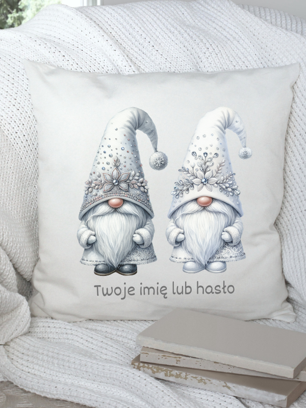 Poduszka GNOMY - Świąteczne białe skrzaty #19
