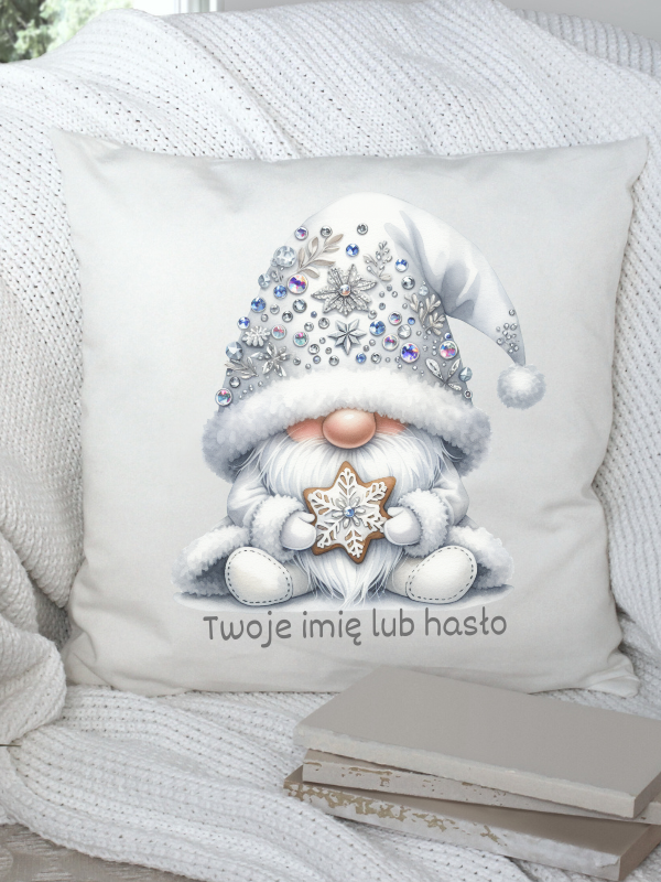 Poduszka GNOMY - Świąteczny biały skrzat #20