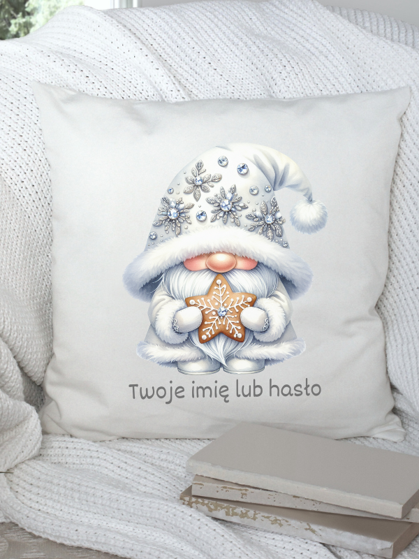 Poduszka GNOMY - Świąteczny biały skrzat #21
