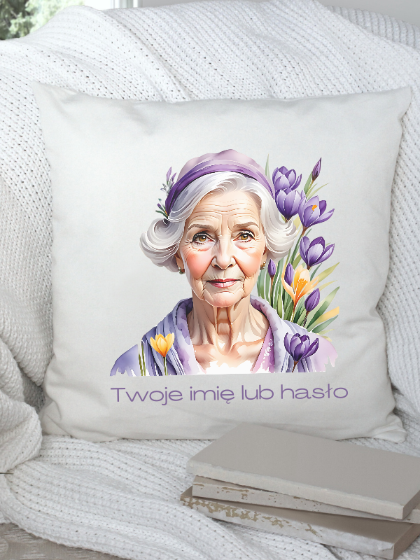 Poduszka DLA NIEJ - Kobieta - fioletowe kwiaty