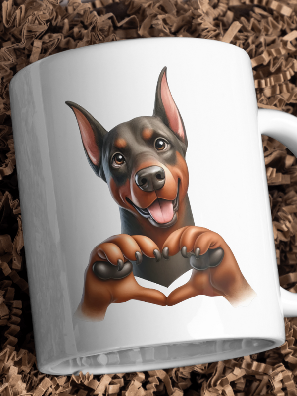 Kubek WALENTYNKI - Doberman Pinscher z sercem