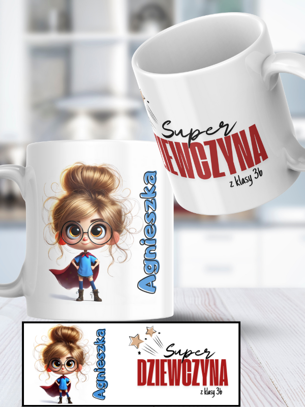 Kubek na DZIEŃ KOBIET - Super DZIEWCZYNA - blond, kok